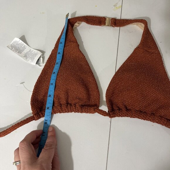 Rhythm Australia-Made Metallic & Brown Bikini Halter Top Women's Size L - Picture 12 of 13